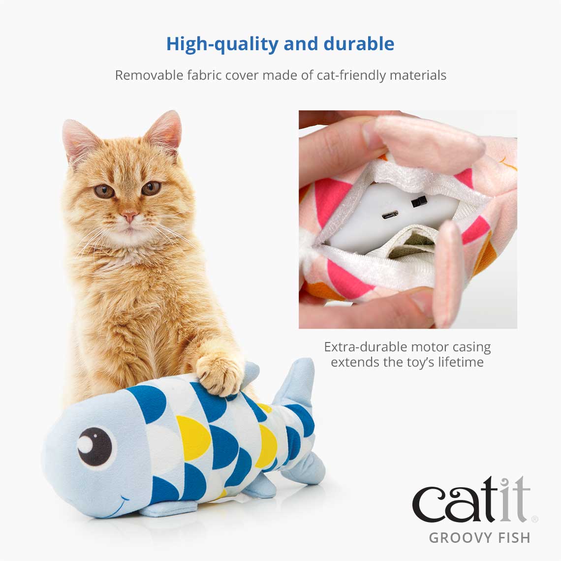 Catit Motion-activated Dancing Groovy Fish with Catnip 2 Colours
