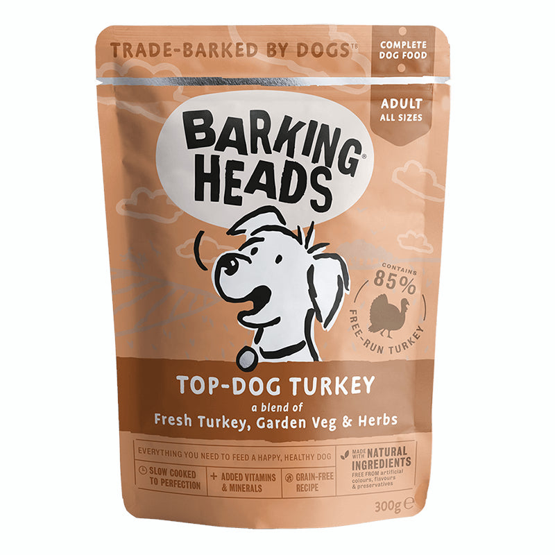 Barking Heads Dog Food Wet Pouches Top-Dog Turkey 300g
