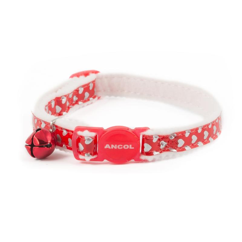 Cat Collar Ancol Reflective Safety Hearts Red