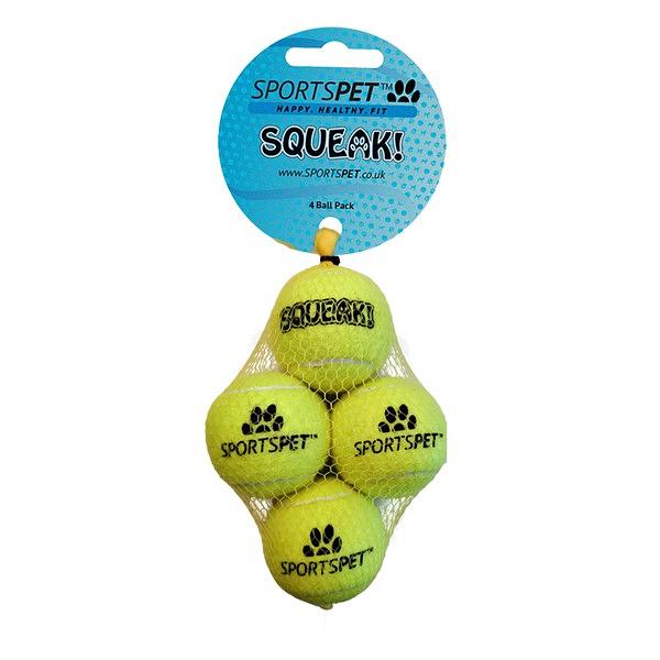 SPORTSPET Mini Tennis Balls with Squeaker Pack of 4