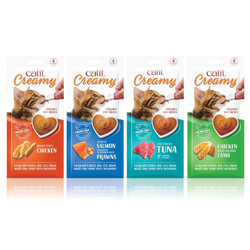 Catit Creamy All Natural Cat Treats Variety Pack of Four 16x10g