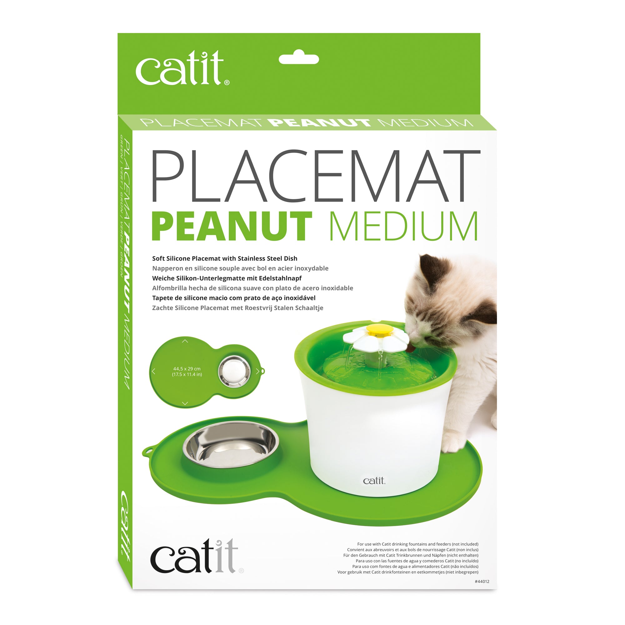 Catit Peanut Placemat Green with Stainless Steel Dish