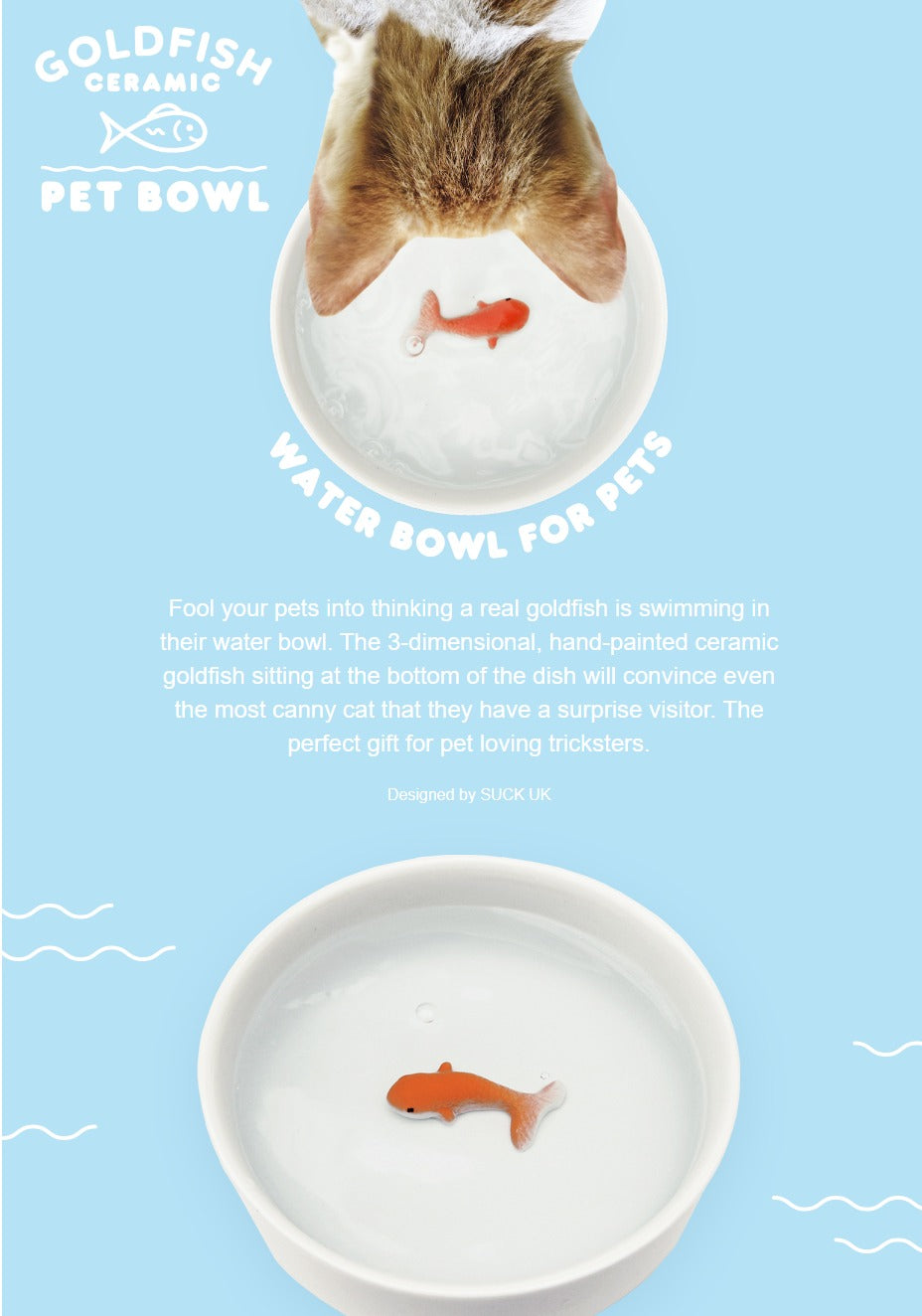 Goldfish Ceramic Water Bowl for Cats